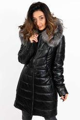 Women's winter leather jacket Teya Black